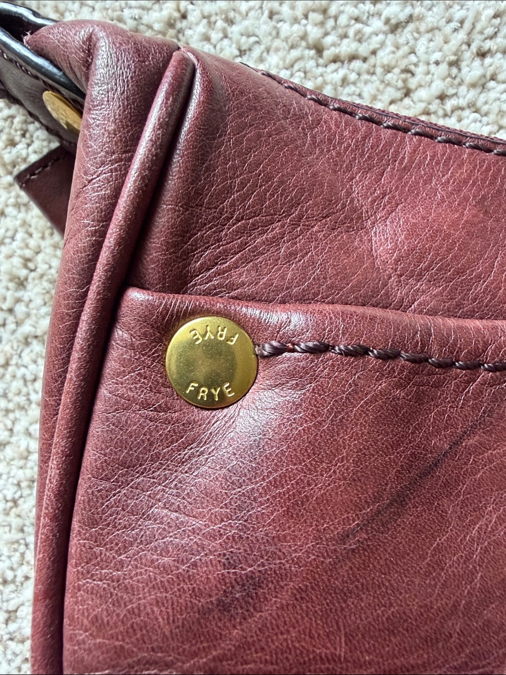 Frye Campus Rivet Small Leather Crossbody Bag in Black Cherry - Picture 6 of 9